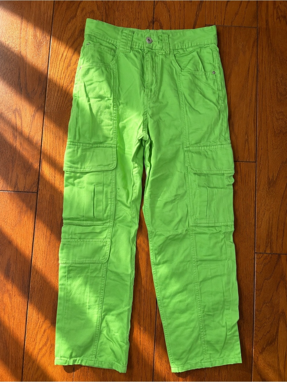 River Island Neon Green Straight Leg Cargo Pants US Sz 6S NWOT